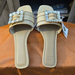 a new day Gold Jeweled Slip-On Mules